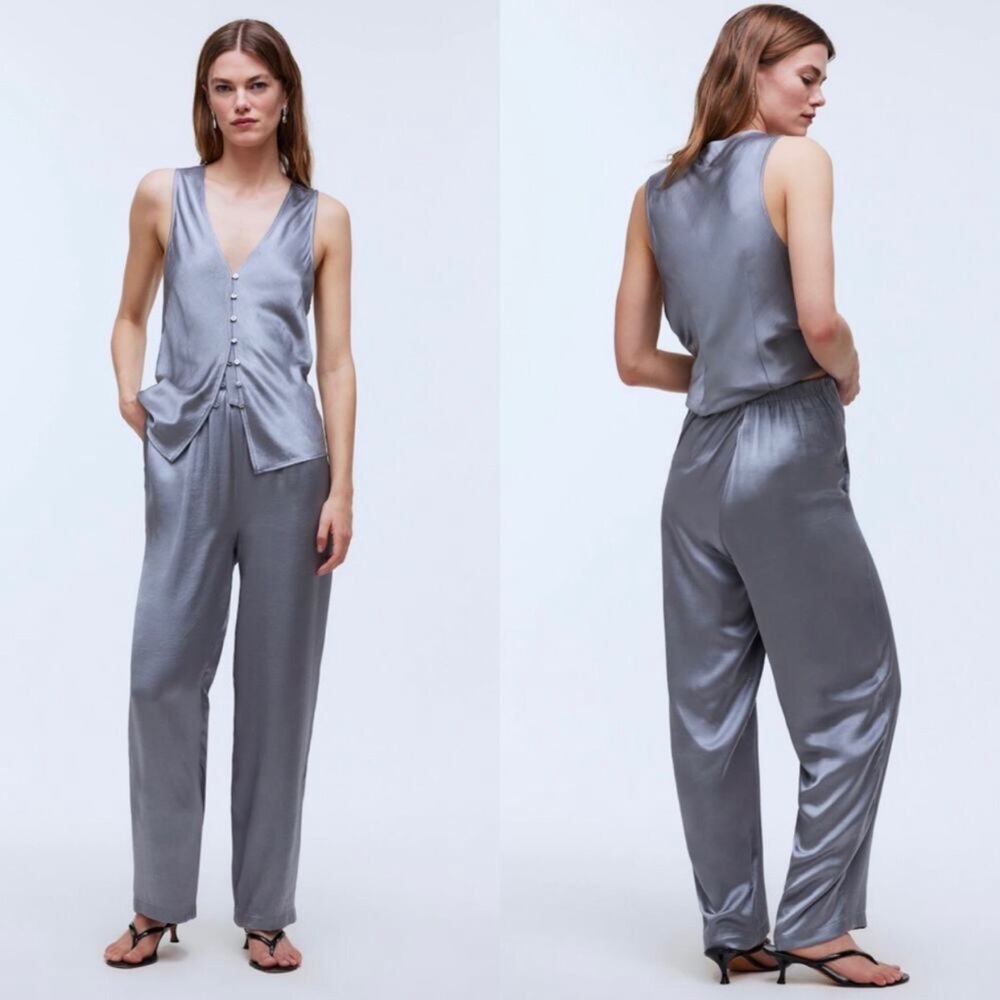 NWT Madewell Straight-Leg Full-Length Satin Pants
